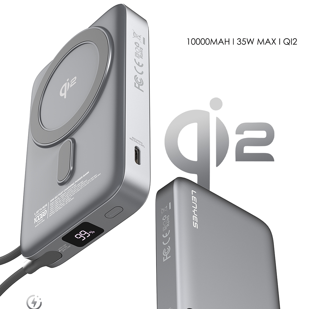 Lenyes PW1009D PD 35W Qi2 Technology Type-C Wired Stand Wireless Powerbank 15W 10000mAh - 5