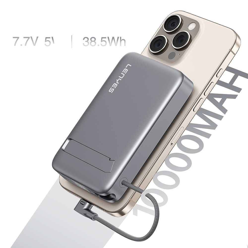 Lenyes PW1009D PD 35W Qi2 Technology Type-C Wired Stand Wireless Powerbank 15W 10000mAh - 6