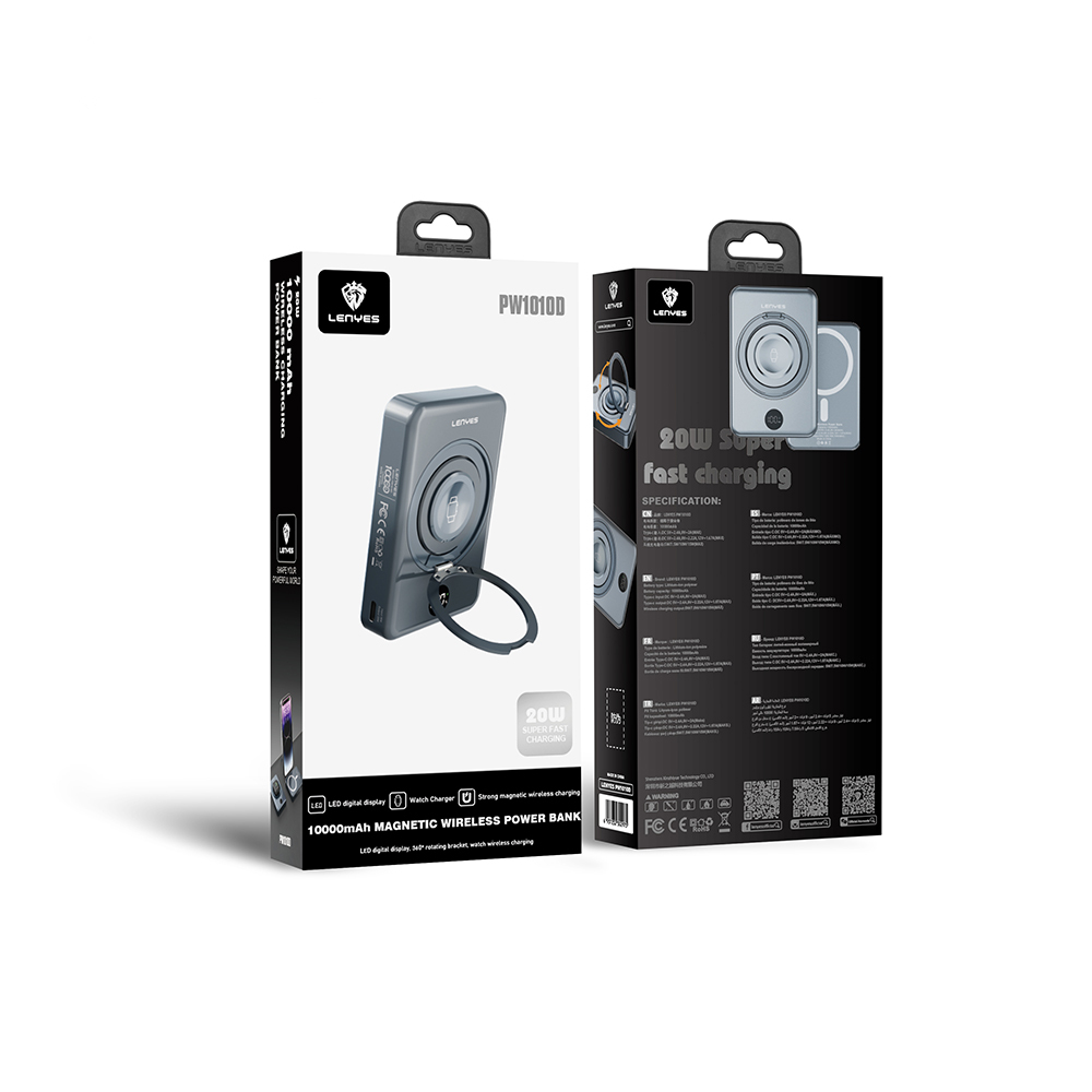 Lenyes PW1010D PD 20W Digital LED Display Smart Watch Wireless Charging Stand Wireless Powerbank 15W 10000mAh - 8