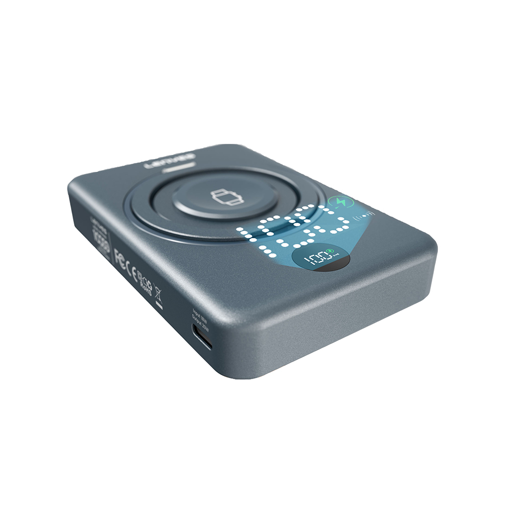 Lenyes PW1010D PD 20W Dijital LED Göstergeli Akıllı Saat Kablosuz Şarj Özellikli Standlı Wireless Powerbank 15W 10000mAh - 4