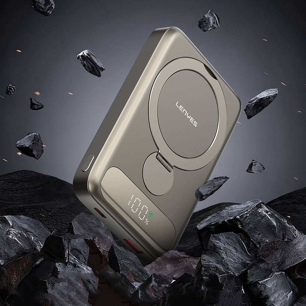 Lenyes PW1012D PD 20W Digital LED Display 360 Degree Rotatable Stand Wireless Charging Powerbank 15W 10000mAh - 5