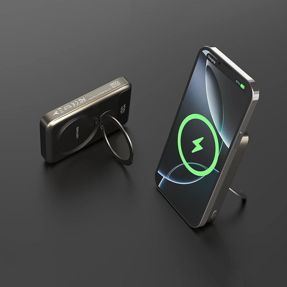 Lenyes PW1012D PD 20W Digital LED Display 360 Degree Rotatable Stand Wireless Charging Powerbank 15W 10000mAh - 6