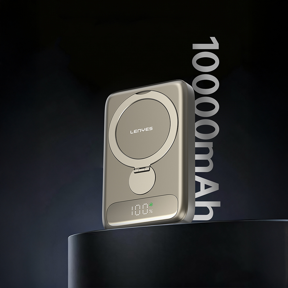 Lenyes PW1012D PD 20W Dijital LED Göstergeli 360 Derece Dönebilen Standlı Kablosuz Şarj Özellikli Wireless Powerbank 15W 10000mAh - 4
