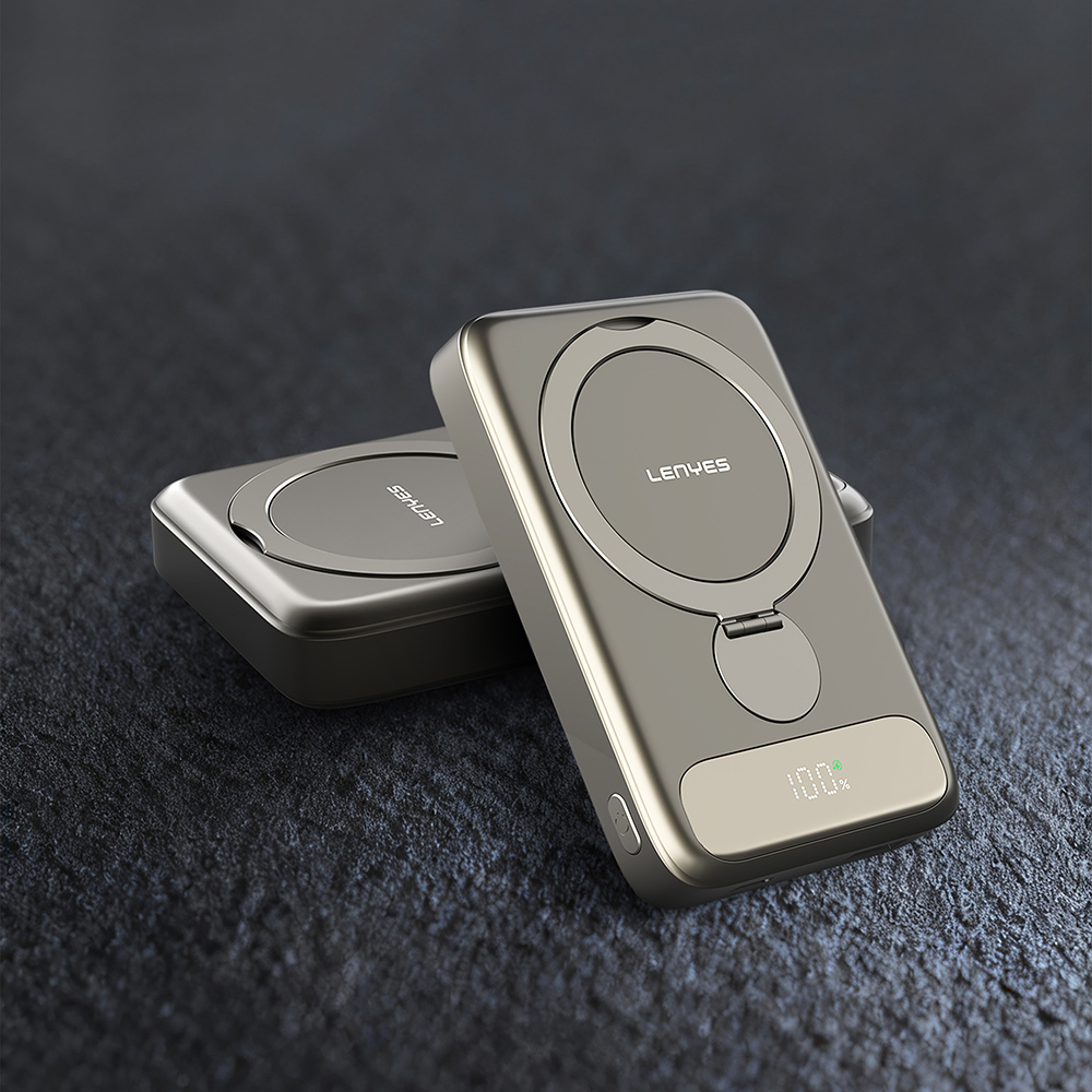 Lenyes PW1012D PD 20W Dijital LED Göstergeli 360 Derece Dönebilen Standlı Kablosuz Şarj Özellikli Wireless Powerbank 15W 10000mAh - 3