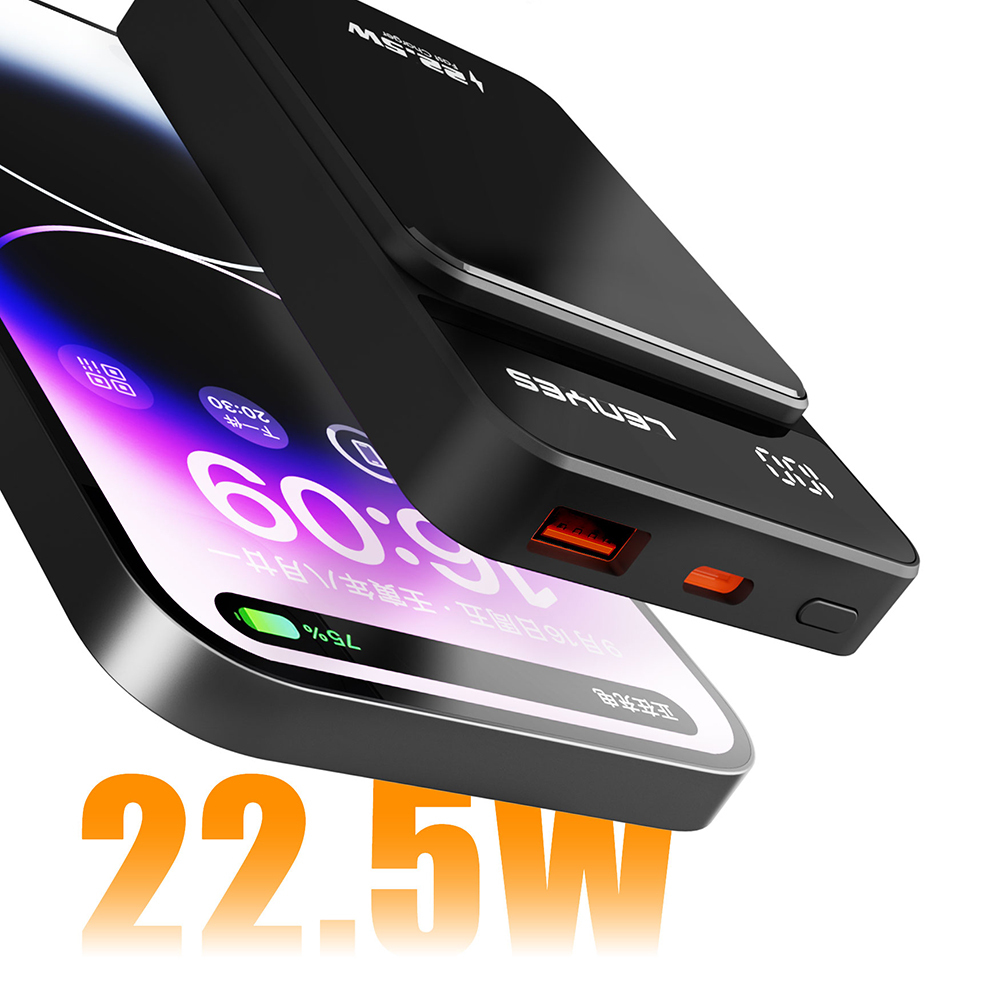 Lenyes PW126D Dijital LED Ekranlı Kablosuz Şarj Özellikli Powerbank 22.5W 10.000mAh - 5