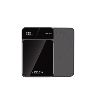 Lenyes PW126D Dijital LED Ekranlı Kablosuz Şarj Özellikli Powerbank 22.5W 10.000mAh Siyah