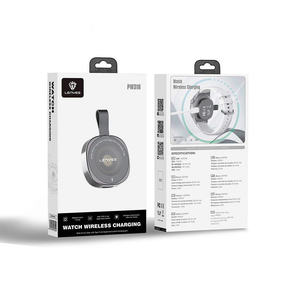 Lenyes PW316 Akıllı Saat Mini Wireless Magnetik Şarj Aleti 2.5W - 9