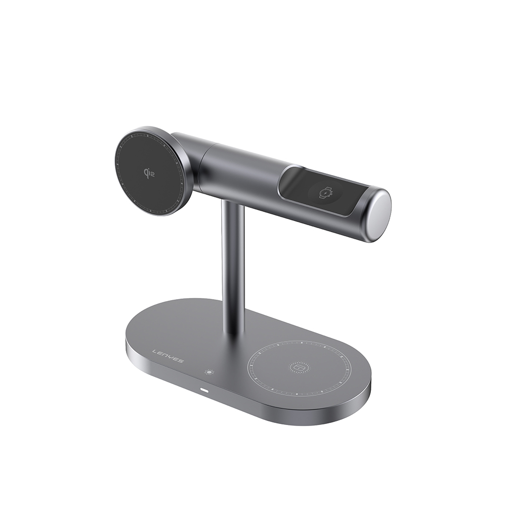 Lenyes PW319 Qi2 Charging Technology Ambient Light Phone & Smart Watch & Headphone 15W 3in1 Wireless Charging Stand - 1