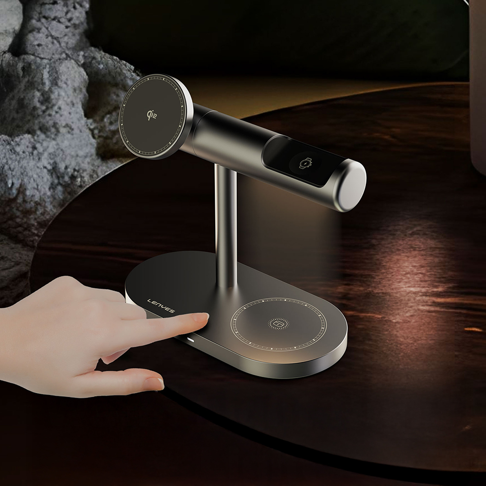 Lenyes PW319 Qi2 Charging Technology Ambient Light Phone & Smart Watch & Headphone 15W 3in1 Wireless Charging Stand - 7