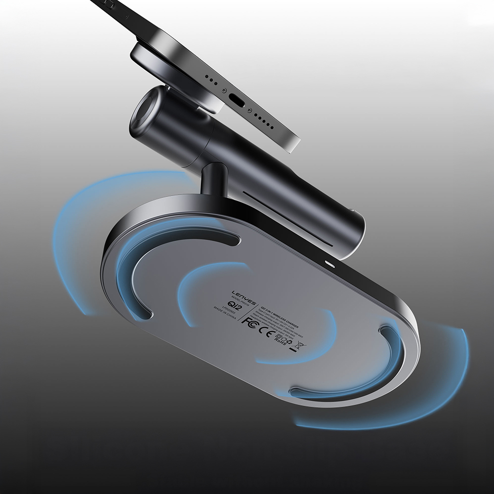 Lenyes PW319 Qi2 Charging Technology Ambient Light Phone & Smart Watch & Headphone 15W 3in1 Wireless Charging Stand - 8