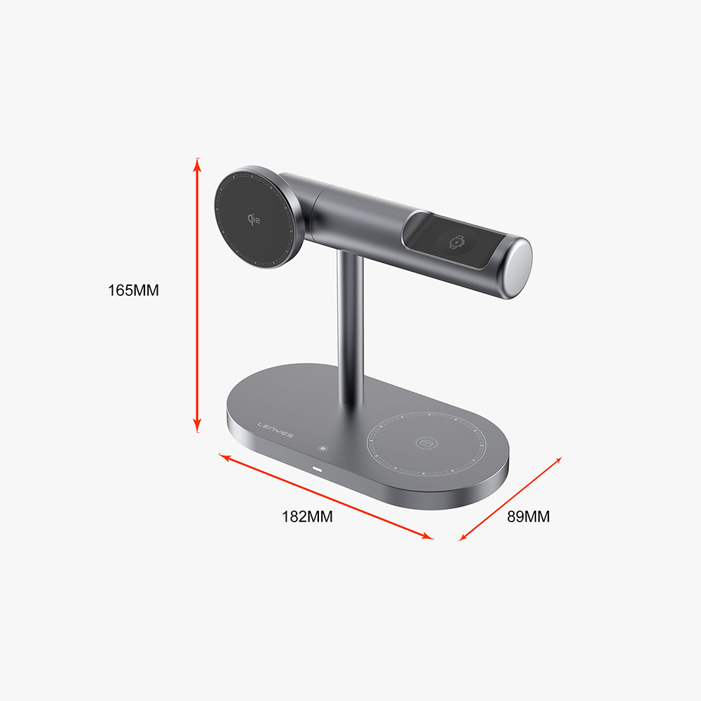 Lenyes PW319 Qi2 Charging Technology Ambient Light Phone & Smart Watch & Headphone 15W 3in1 Wireless Charging Stand - 3
