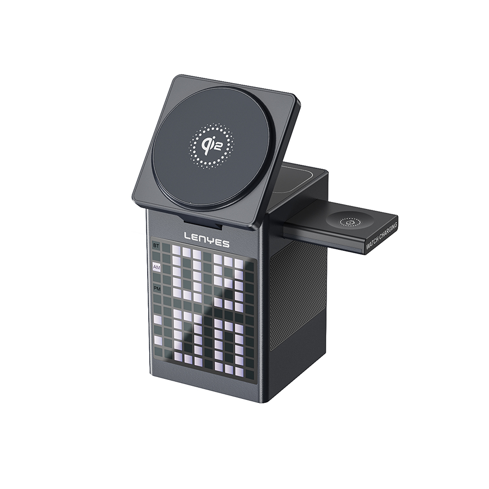 Lenyes PW320 Qi2 Charging Technology Alarm Bluetooth Speaker Feature Phone & Smart Watch & Headphone 15W 6in1 Wireless Charging Stand - 3