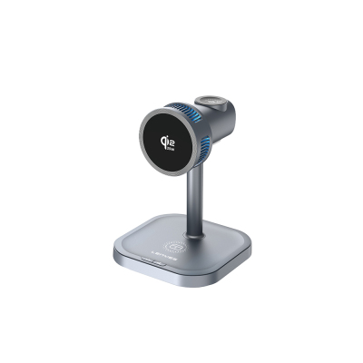 Lenyes PW323 Qi2 Charging Technology Ambient Light 3-in-1 Wireless Charging Stand for Phones, Smartwatches & Headphones 25W Grey