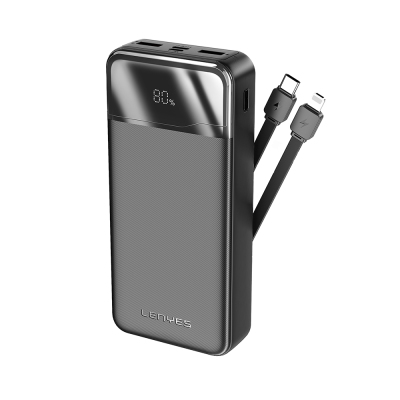 Lenyes PX280D Digital LED Display Powerbank Type-C and Lightning Cables 22.5W 20.000mAh Black