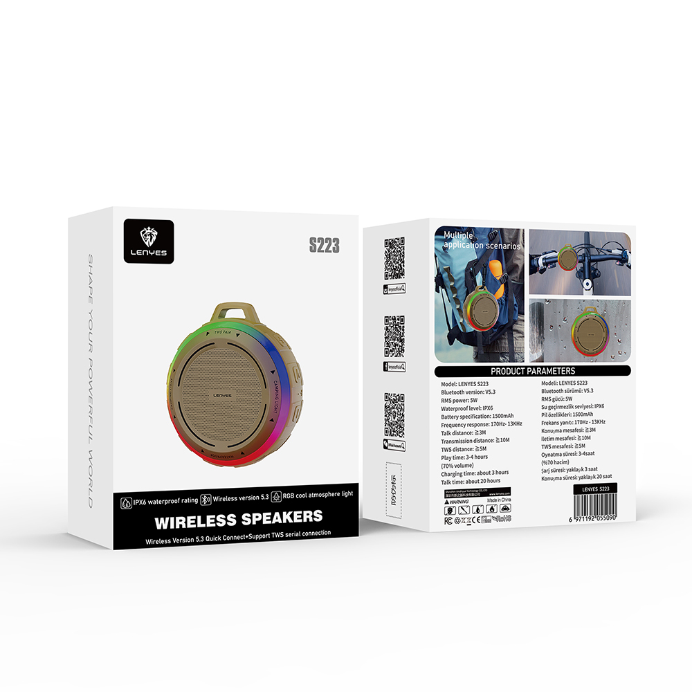 Lenyes S223 RGB Light Hanging Aparatus Mini Bluetooth Speaker Speaker V5.3 - 16