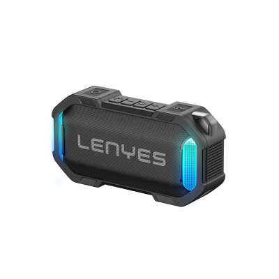 Lenyes S233 Rhythm Sensitive RGB Light Portable Waterproof TWS Bluetooth Speaker Black
