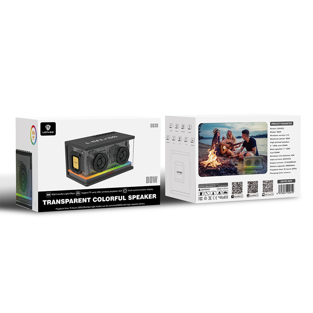 Lenyes S839 RGB Işıklı Taşınabilir TWS Bluetooth Hoparlör v5.2 - 13