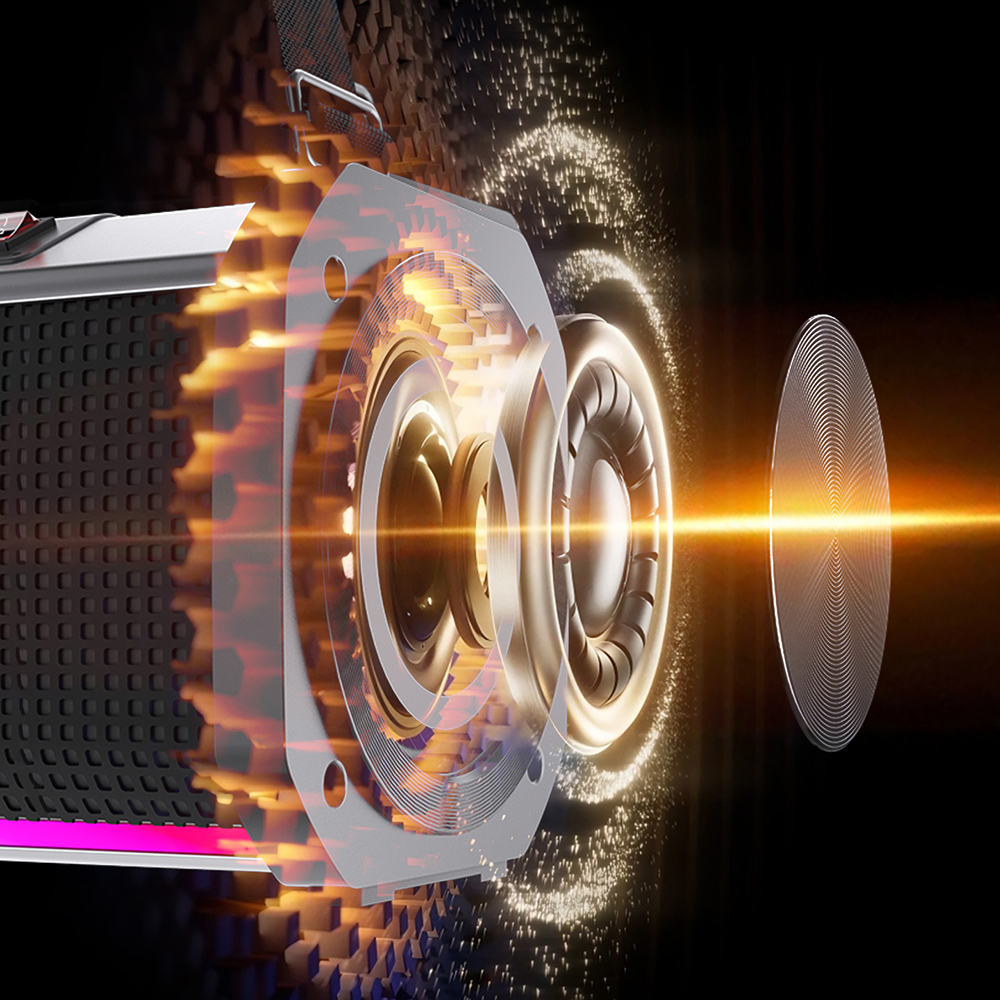 Lenyes S863 RGB Led Işıklı Mikrofonlu TWS Bluetooth Speaker Hoparlör v5.3 - 7