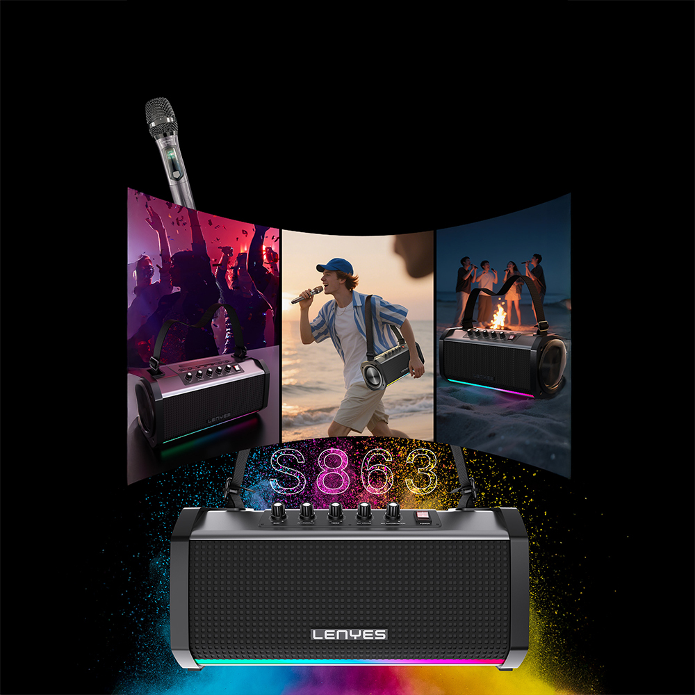 Lenyes S863 RGB Led Işıklı Mikrofonlu TWS Bluetooth Speaker Hoparlör v5.3 - 10