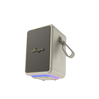 Lenyes S874 Waterproof Portable TWS Bluetooth Speaker with RGB Light and Hanging Bracket v5.3 Bej
