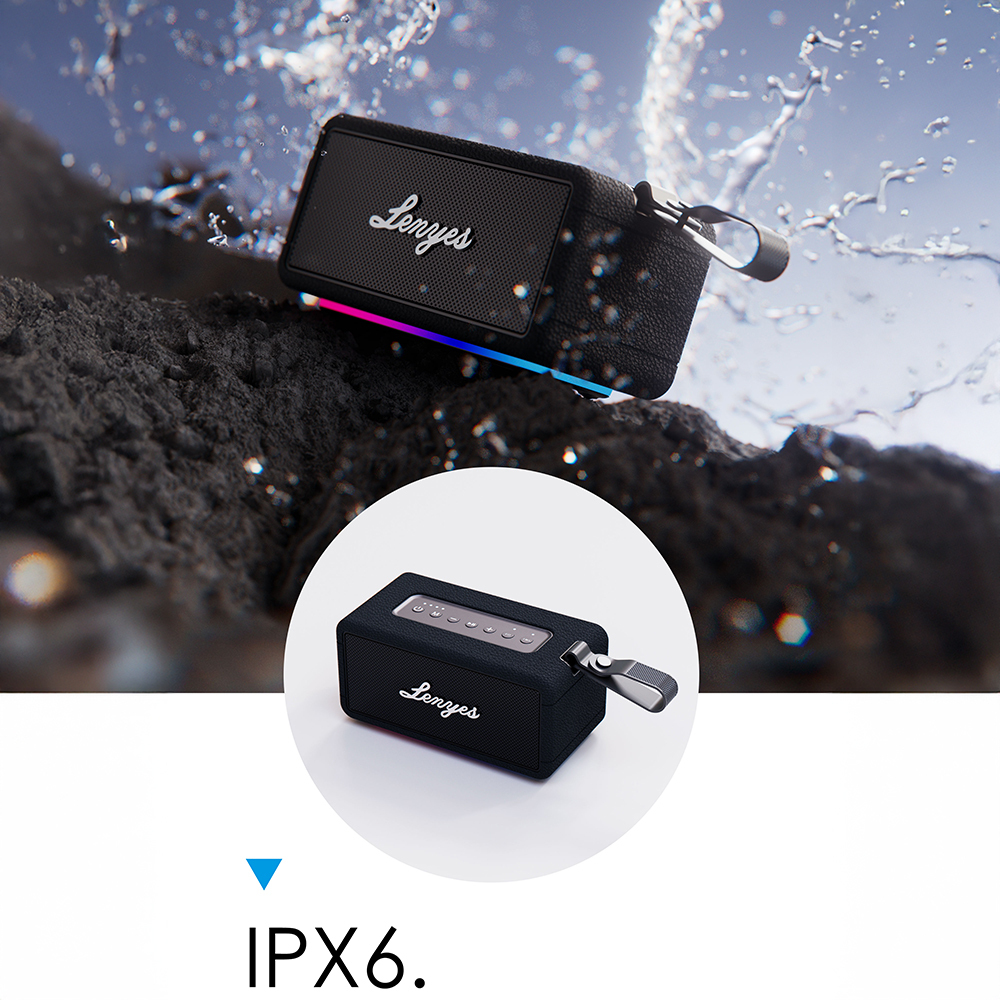 Lenyes S875 Elegance Serisi RGB Işıklı Taşınabilir Su Geçirmez TWS Bluetooth Hoparlör v5.3 40W - 5