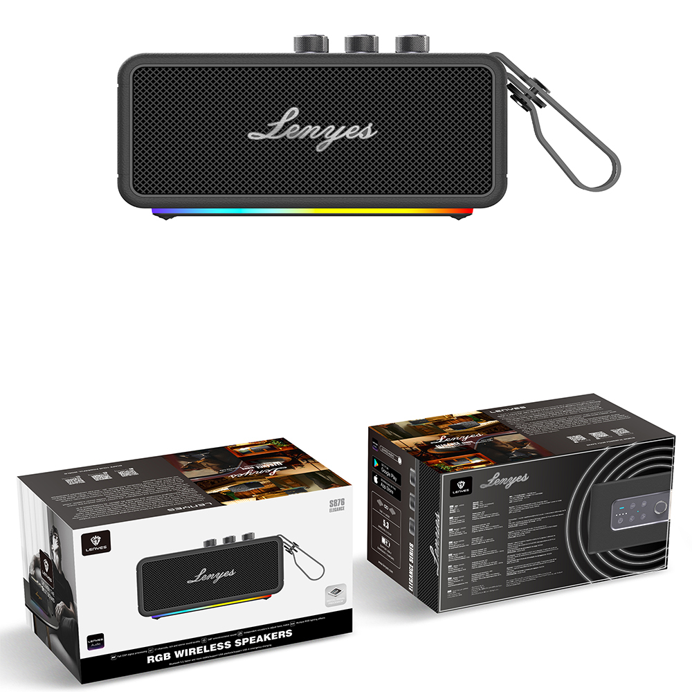 Lenyes S876 Supreme Serisi RGB Işıklı Taşınabilir Su Geçirmez TWS Bluetooth Hoparlör v5.3 45W - 18