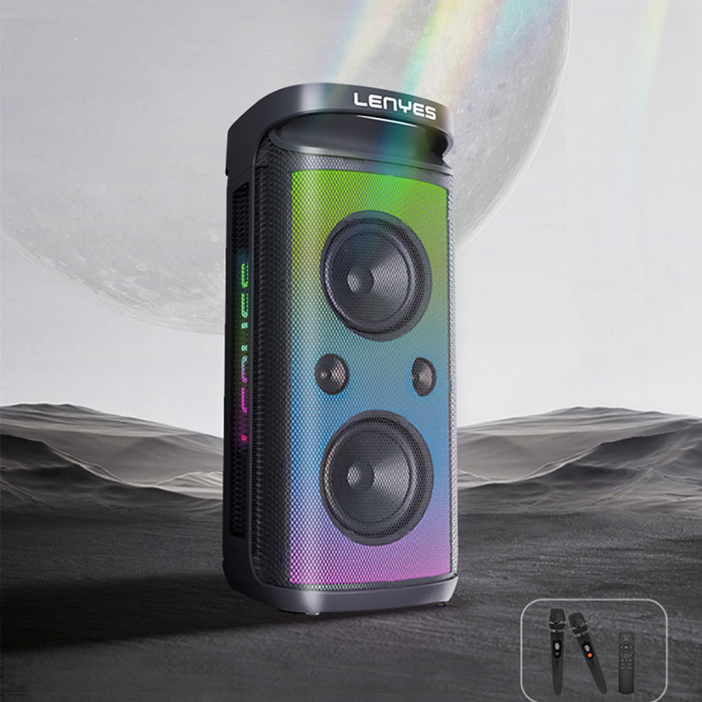 Lenyes S882 Waterproof with Microphone Multi-Input RGB Lighted TWS Karaoke FM Bluetooth Speaker v5.3 200W - 9