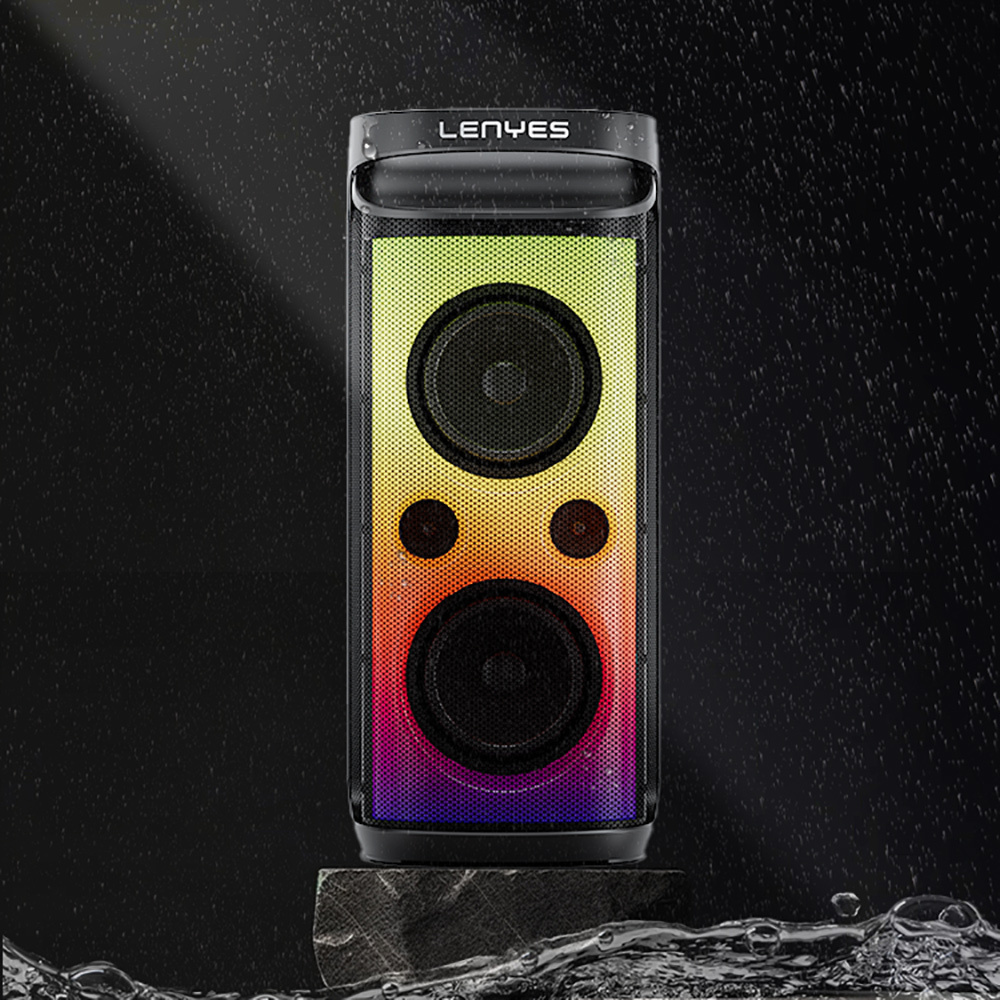 Lenyes S883 Waterproof Wheeled with Microphone Multiple Input RGB Light TWS Karaoke FM Bluetooth Speaker v5.3 360W - 12