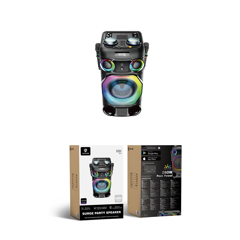 Lenyes S884 RGB Light Dual Microphone Wireless TWS Bluetooth Speaker v5.3 - 4