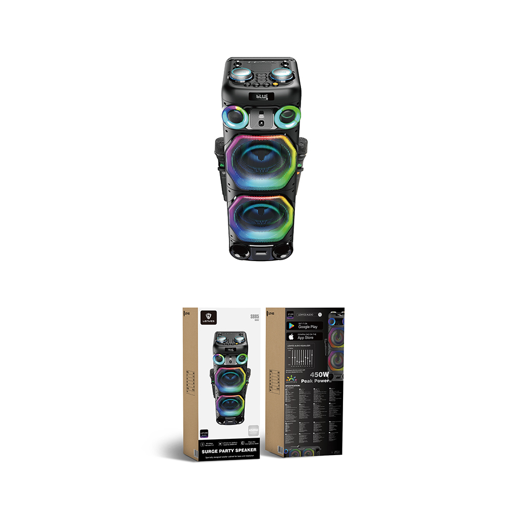Lenyes S885 RGB Işıklı Çift Mikrofonlu Kablosuz TWS Bluetooth Speaker Hoparlör v5.3 - 4
