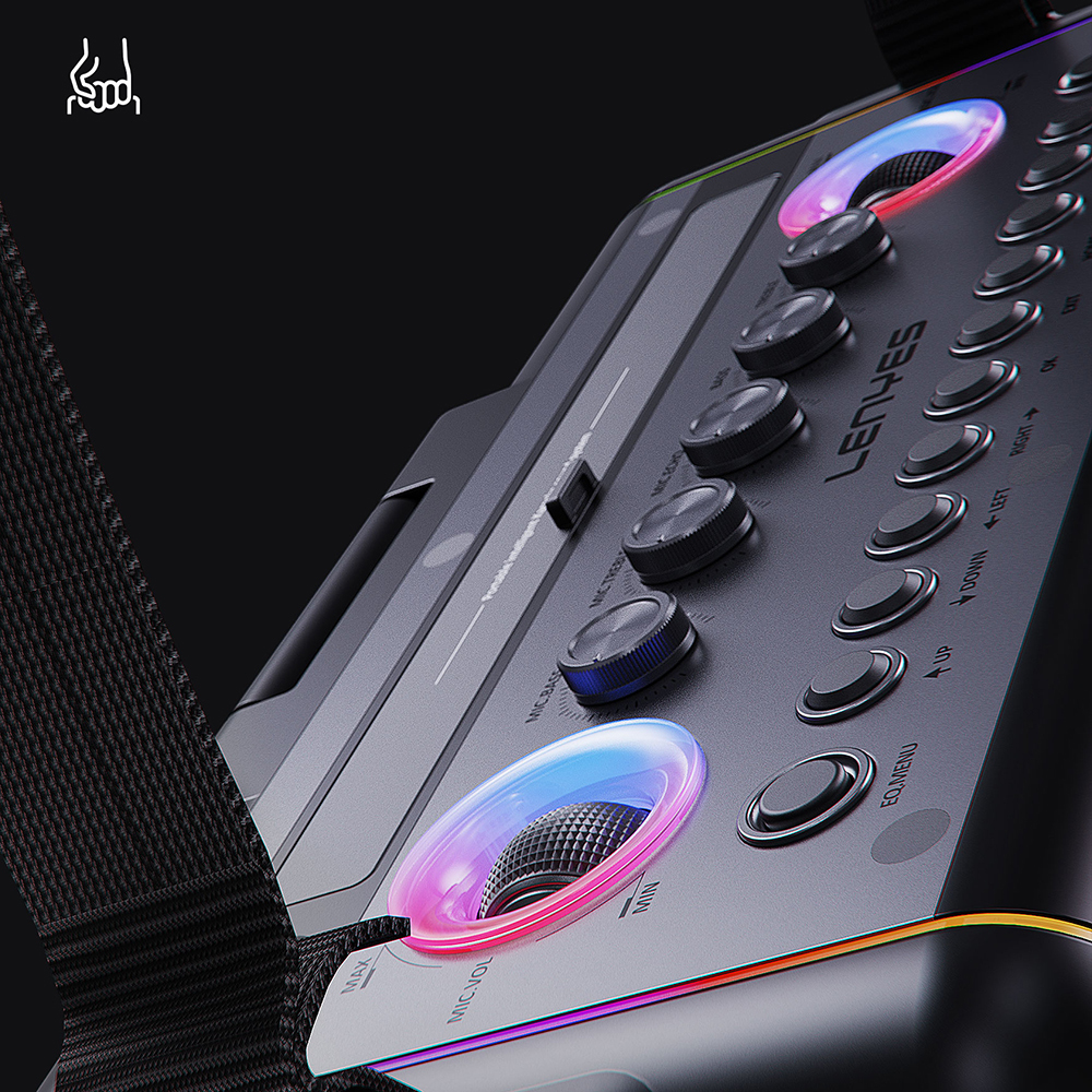 Lenyes S892 RGB Light Microphone Touch Screen Portable TWS Bluetooth Speaker v5.3 300W - 4