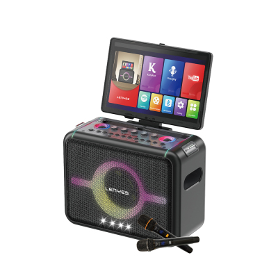 Lenyes S892 RGB Light Microphone Touch Screen Portable TWS Bluetooth Speaker v5.3 300W Black