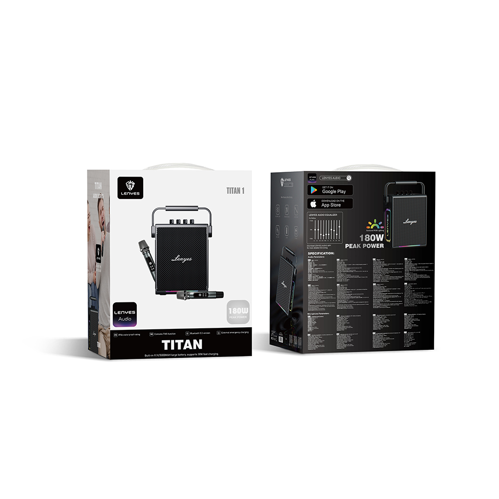 Lenyes Titan 1 Serisi RGB Işıklı Çift Mikrofonlu Bluetooth Speaker Hoparlör v5.3 5000mAh - 10