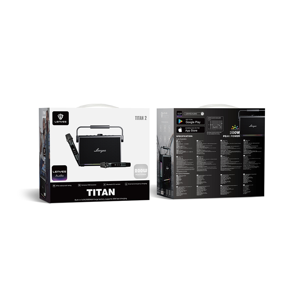 Lenyes Titan 2 Serisi RGB Işıklı Çİft Mikrofonlu Taşınabilir TWS Bluetooth Speaker Hoparlör v5.3 5000mAh - 3