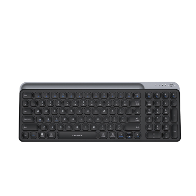 Lenyes WK106 2.4G Wireless Keyboard with Silent Key Design and Integrated Stand Section Dual Bluetooth Connection Black