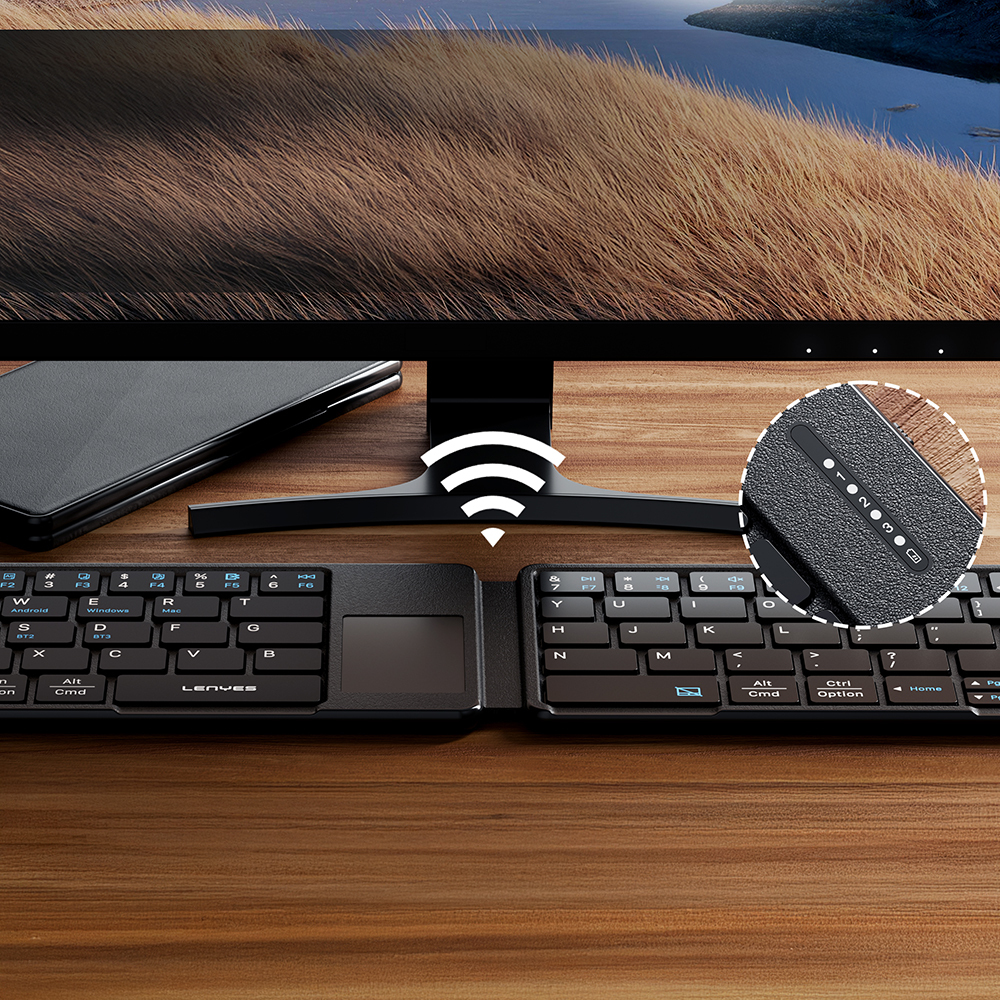 Lenyes WK109 Foldable Bluetooth Wireless Keyboard with Touch Pad and Silent Key Design - 4