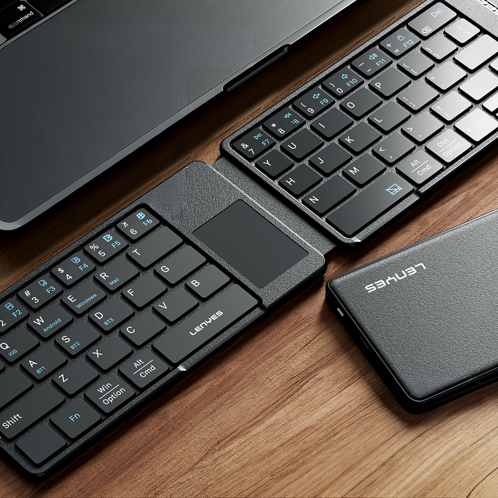 Lenyes WK109 Sessiz Tuş Tasarımlı Touch Pad Özellikli Katlanabilir Bluetooth Bağlantılı Kablosuz Klavye - 3