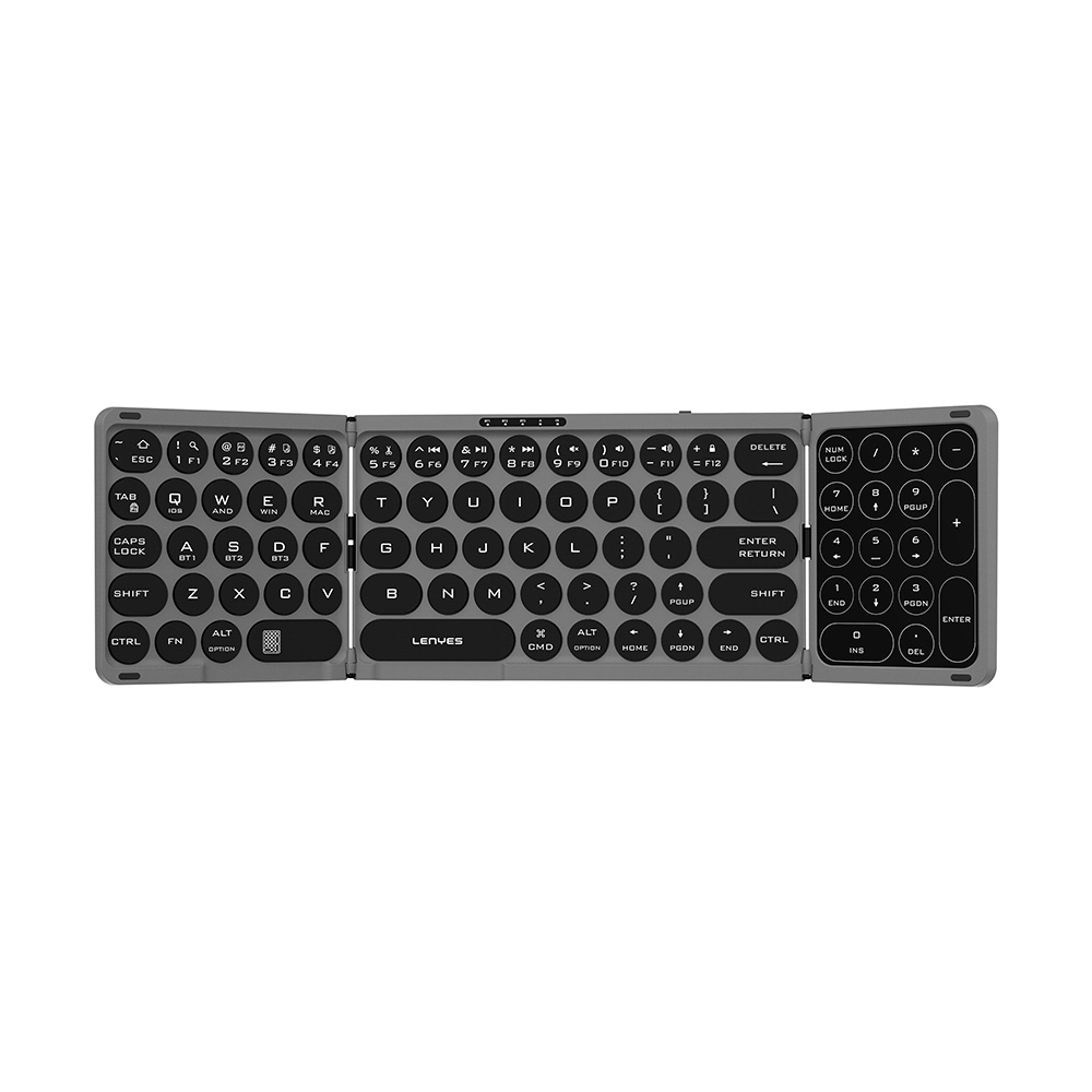 Lenyes WK110 Foldable Bluetooth Wireless Keyboard with Silent Key Design and Num Touch Pad - 1
