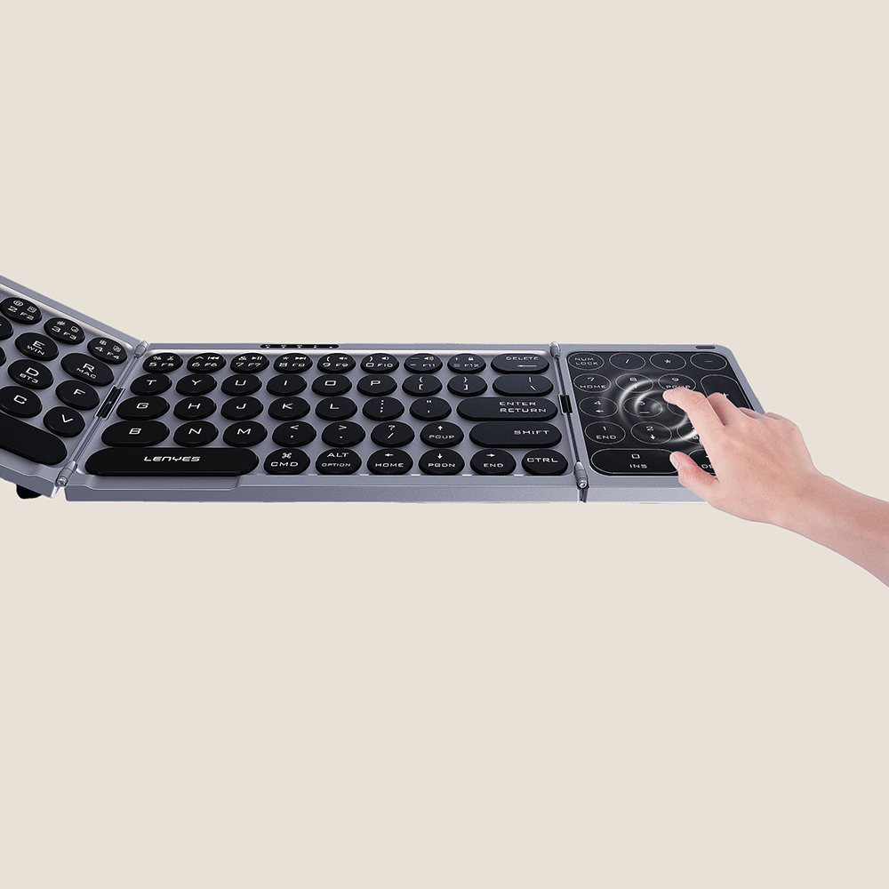 Lenyes WK110 Foldable Bluetooth Wireless Keyboard with Silent Key Design and Num Touch Pad - 4