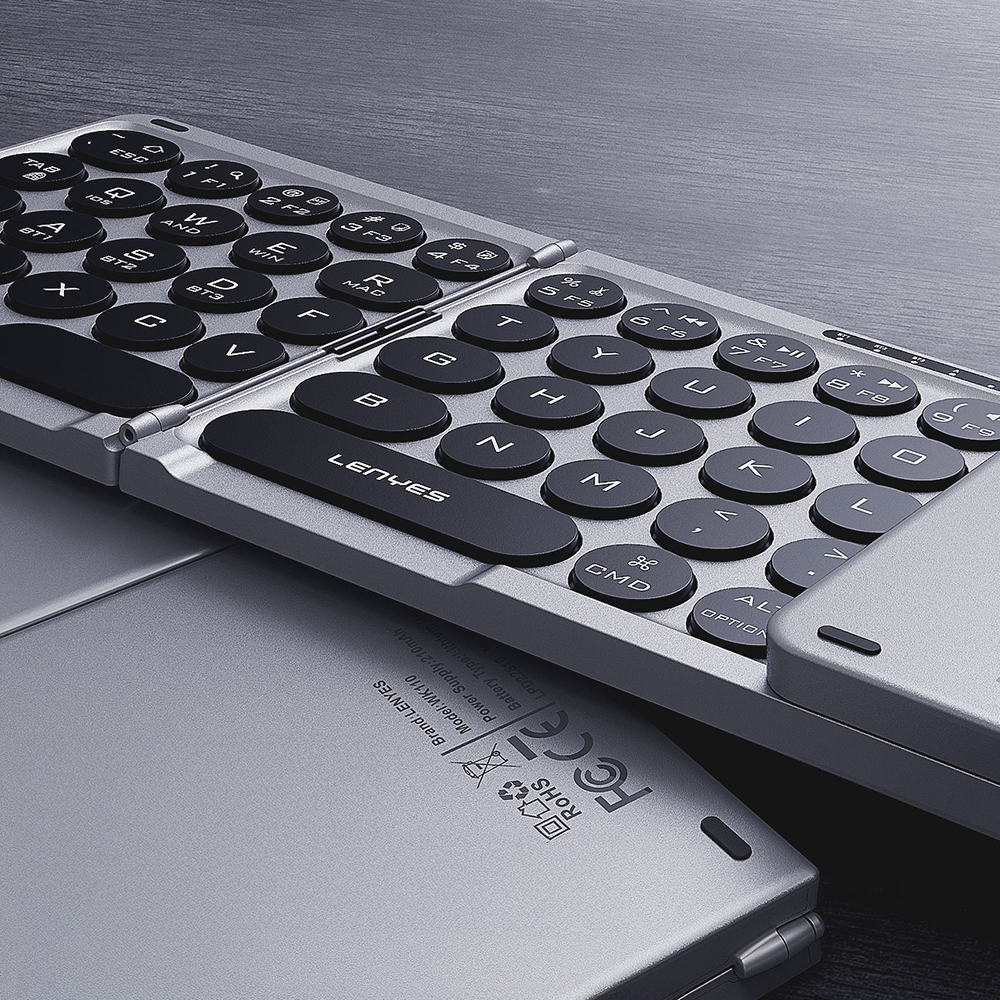 Lenyes WK110 Foldable Bluetooth Wireless Keyboard with Silent Key Design and Num Touch Pad - 7