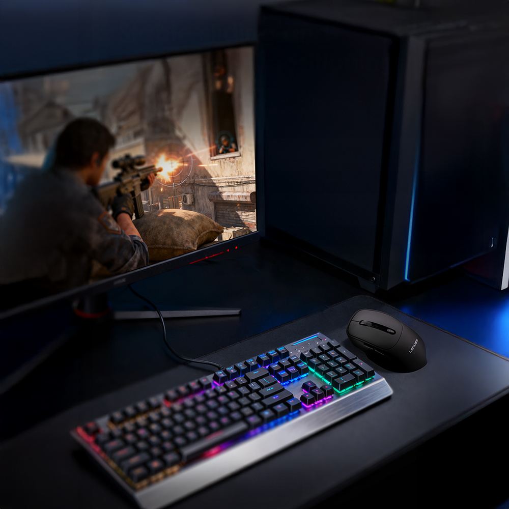 Lenyes WS105 Silent Button Design Ergonomic Dual Bluetooth Connection 2.4G Wireless Mouse 1600 DPI - 4