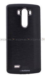 LG G3 Kılıf Zore Metal Motomo Kapak Siyah