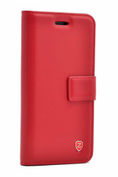 LG G3 Kılıf Zore New Delüxe Kapaklı Standlı Kılıf Kırmızı