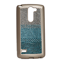 LG G3 Stylus Kılıf Zore Mat Lazer Taşlı Silikon Mavi
