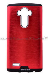LG G4 Kılıf Zore Metal Motomo Kapak Kırmızı