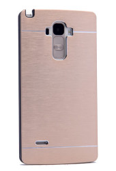 LG G4 Stylus Kılıf Zore New Motomo Kapak Gold