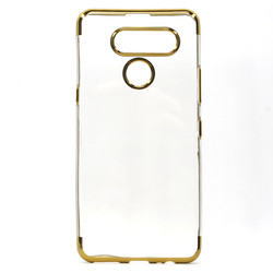 LG K50S Case Zore Dört Köşeli Lazer Silicon Cover Gold