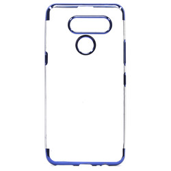 LG K50S Case Zore Dört Köşeli Lazer Silicon Cover Blue