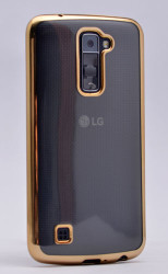 LG K10 Kılıf Zore Lazer Kaplama Silikon Gold