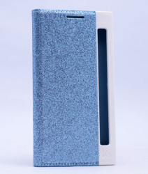 LG K10 Kılıf Zore Simli Dolce Kapaklı Kılıf Mavi